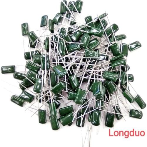 100pcs Each polyester film capacitor 100V 2A102 2A222 2A332 2A472 2A682 2A822 2A103 2A223 2A333 2A473 2A683 2A104