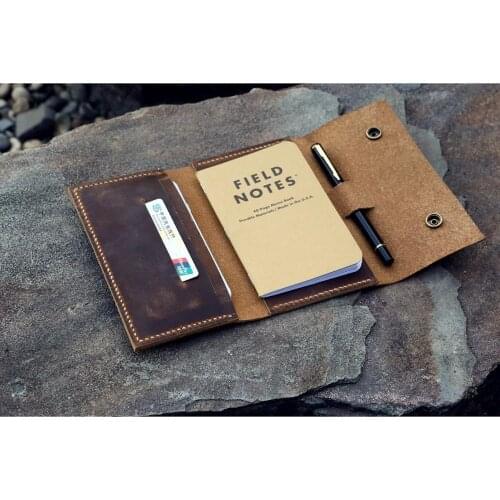 Leather travel journal wallet leather notebook wallet for pocket size field notes leather wallet cover iPhone X XS MAX wallet