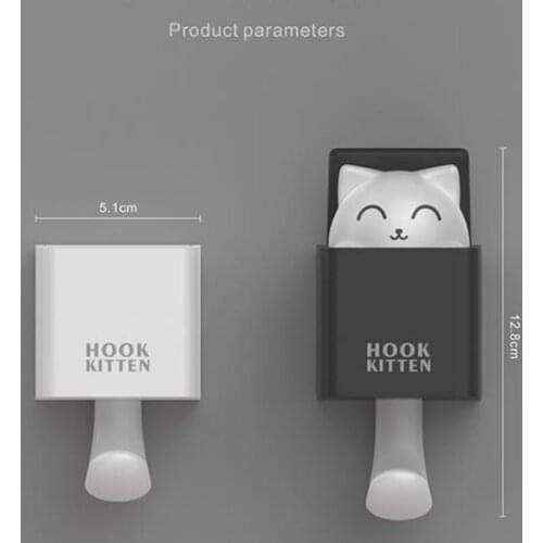 Creative Cute Cat Key Holder Wall Hook Handbag Coat Rack Plastic Housekeeper for Keys Hanger Home Decorative Wall Hooks Kitten