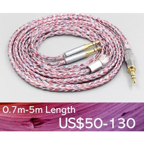 LN007586 16 Core Silver OCC OFC Mixed Braided Cable For Philips Fidelio X3 Onkyo A800 Headphone 3.5mm Pin Headset