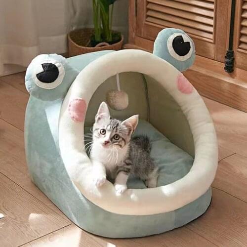 Sweet Cat Bed Warm Pet Basket Cozy Kitten Lounger Cushion Cat House Tent Very Soft Small Dog Mat Bag for Washable Cave Cats Beds
