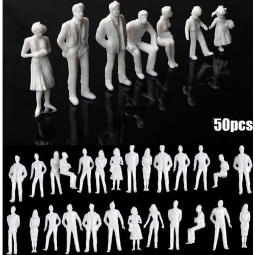 50Pcs 1:50/75/100/150/200 Scale Model White Figures Architectural Model Human Scale Model DIY Character Plastic Peoples