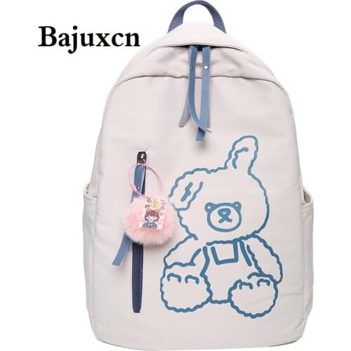 Cartoon bear pattern multifunctional school bag Casual female bag 2021 new Oxford comfortable backpack fashion girl travel bag
