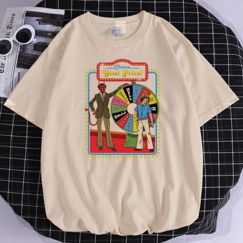 Choose Your Prize Printing Men Tshirts Simplicity Oversize T-Shirts Cool Crewneck T-Shirt Creativity Breathable Male Clothes