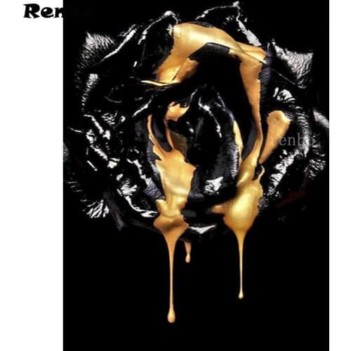 5D Diamond Painting Kit Black Rose Gold Images Diamond Embroidery Full Square Drill Beaded DIY Rhinestones Home Decor New 2021