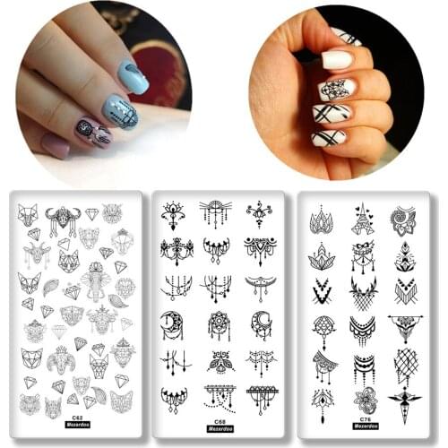 3Pcs Nail Stamping Plates Set Cartoon Animal Head Flower Series Manicure Stamping Template Image Plates for DIY Nail Decoration
