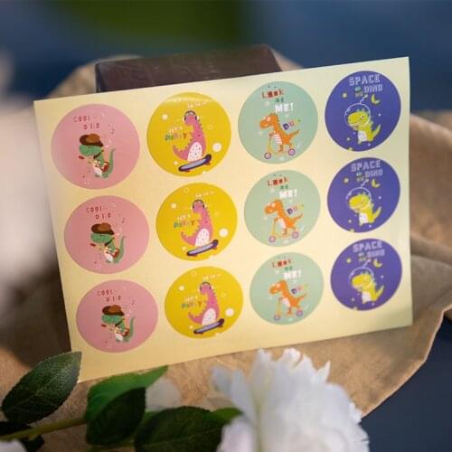 108pcs Cute Dinosaur Cartoon Paper Stickers Baby Shower Birthday Party Gift Sealing Labels DIY Scrapbooking Bakery Sticker
