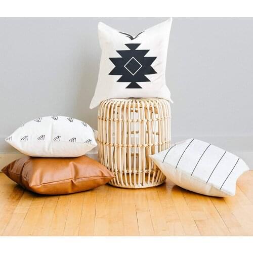 Boho Cushion Cover Geometric Pillow Cover for Sofa Home Decor 18*18 PU Leather Decorative Pillows Nordic Velvet Pillowcase