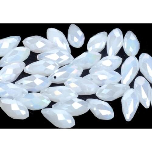 5x7MM/6x12MM White AB Oval Faceted Crystal Beads Briolette Teardrop Beads Water Drop Glass Beads For Jewelry Making DIY