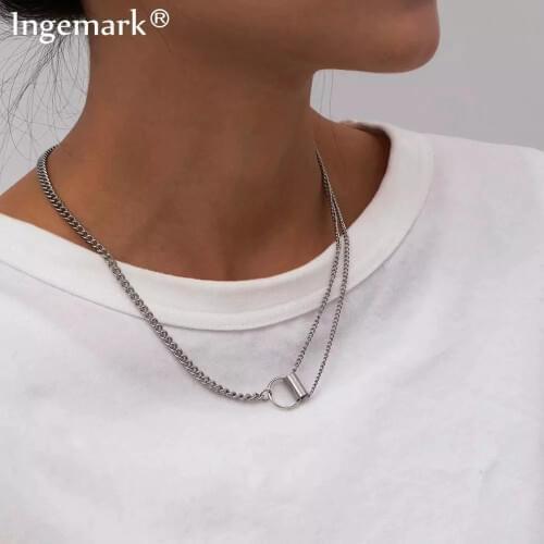 Punk Unique Stainless Steel Chain Necklace for Women Party Steampunk Vintage Goth Twisted Chunky Thick Choker Necklaces Jewelry