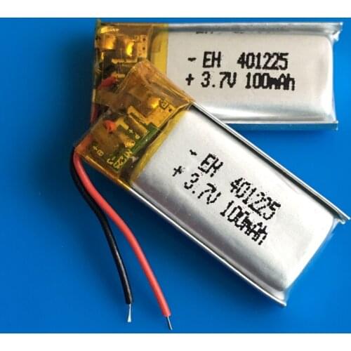 2 pcs 401225 100mAh lipo rechargeable battery lithium polymer Li ion cell for MP3 bluetooth watch MID headset headphon video pen