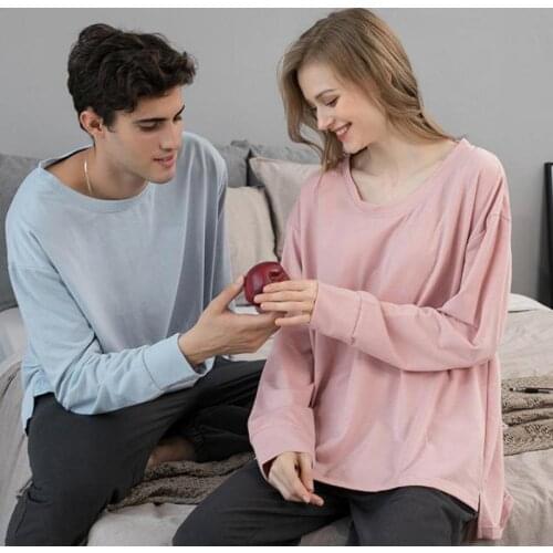 Unisex Loose Large Size Family Pajamas Set Warm Men Two-piece Suit Round Neck Long Sleeves Pants Casual Pyjamas Suit Female Suit