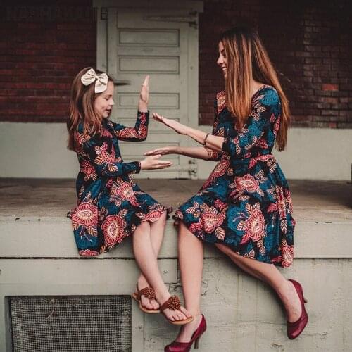 Family Family Look Mother and Daughter Clothes Mom and Daughter Dress Three Quarter Vintage Floral Dress Mommy and Me Clothes