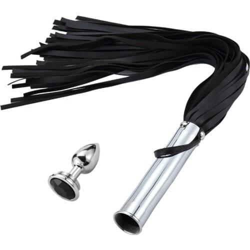 48cm Sex Whip and Anal Plugs Set Sex Toys for Couples Sex Spanking Flogger SM Bdsm Bondage Restraints Sex Product for Adults