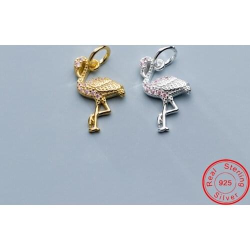 UQBing CZ Crystal Silver Color Red-crowned Crane Dangle Charms Jewelry Making DIY Handmade Craft