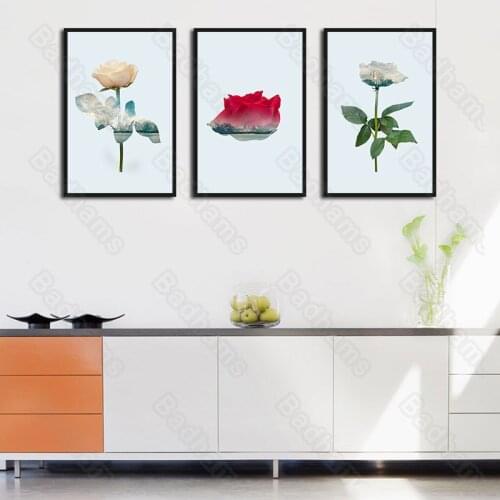 Waterproof Ink Painting Flower Painting Sofa Background Wall Bedroom Dining Hall Porch Corridor Canvas Hanging Painting