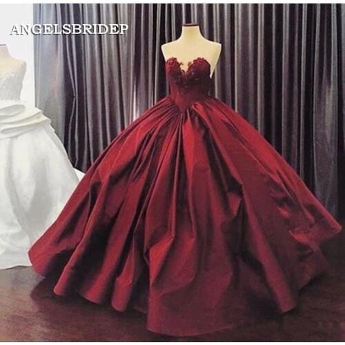 ANGELSBRIDEP Sweet 16 Burgundy Quinceanera Dresses Sweetheart Applique Vestidos De 15 Ano Princess Party Gowns Online Hot Sale