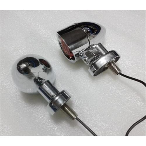 1 Pair Metal Motorcycle Turn Signal Indicator Lights Amber Bulb Modified Motorcycle Accessories Retro Motorbike Indicator Light