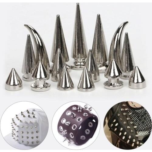 10 Pcs Silver Cone Studs and Spikes Punk Screwback Alloy Bullet Spike Stud Punk DIY Bag Belt Shoes Clothes Leather Craft Rivets