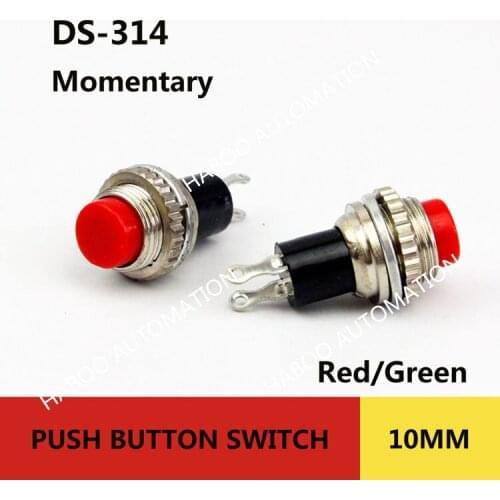 100pcs/lot Doorbell button switch10mm momentary push button switch power button mini switch red green copper pin reset switch