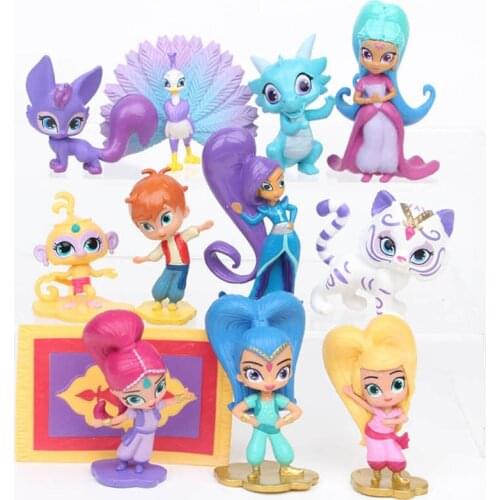 12Pcs/Set Cute Shimmer Sister Models Action Figure Toys Samira Pet Tiger Nahal Monkey Dragon Dolls Toys For Children Christmas