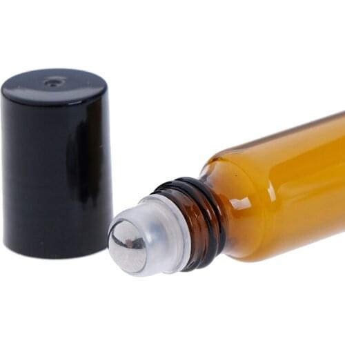 2/5/10PCS Thin Glass Roll On Bottle For Perfume Essential Oil Sample Test Essential Oil Vials With Roller Metal/Glass Ball 3Size