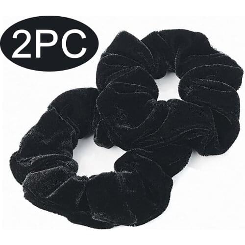 2pc Vintange Velvet Hair Scrunchie Elastic Headband Women Headband Headwear Solid Color Ponytail Holde Ties Rope Accessories