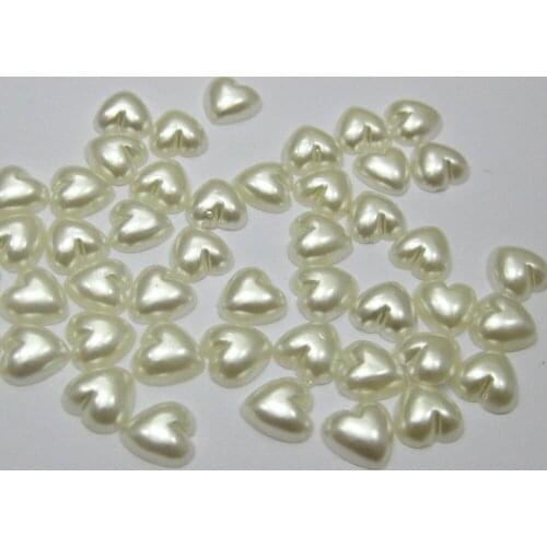 2000 Ivory/Pure White Heart Half Pearl Bead 4mm Flat Back Scrapbook Craft