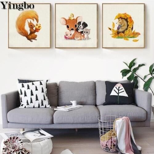 Nordic cartoon cute animal diamond painting mosaic squirrel diamond 3 pcs rhinestone embroidery full display cross stitch decor
