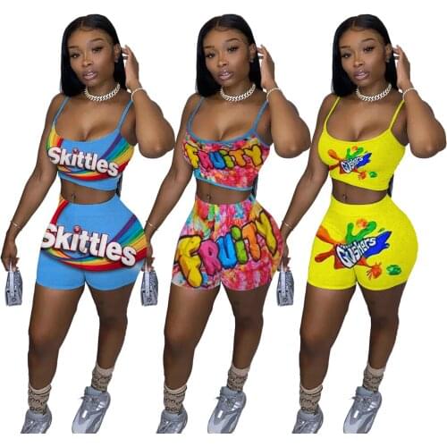 51F103 Autumn Summer Women Casual Fashion Home Cartoon Letter Two Piece Set Top and Pants Tracksuit Sweatsuit Outfits Hot