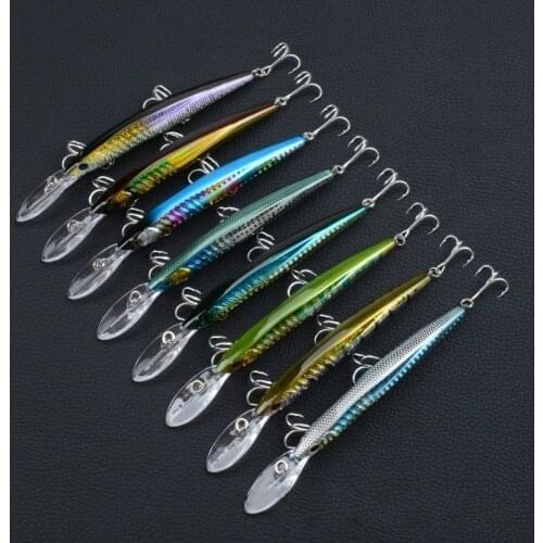 8Pcs/Lot 14.5cm/13.2g Fishing Lures Laser Minnow Wobblers Crankbait Hard Aritificial 3D Eyes Sea Swim Baits Pesca Isca 6# Hooks