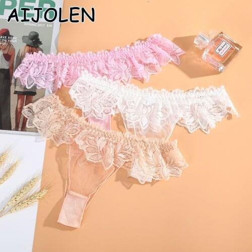 AIJOLEN Solid Color Ultra-thin Mesh Thong Sexy Lace Panties Transparent Temptation Underwear Womens Erotic Lingerie T-Pants