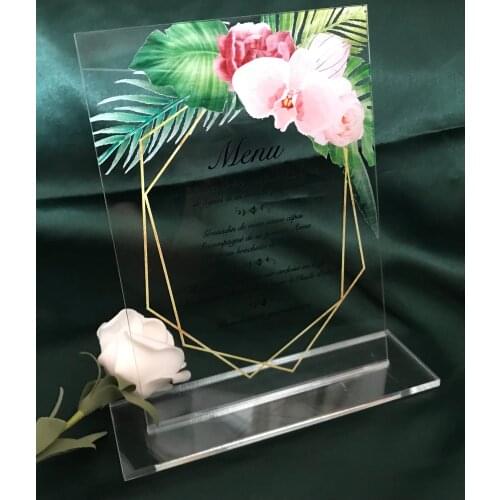 Acrylic Menu,Custom 10pcs Acrylic Wedding Invitation,Plexiglass Menu,Transpartent Menu,Customized Menu,Party Table Decorations