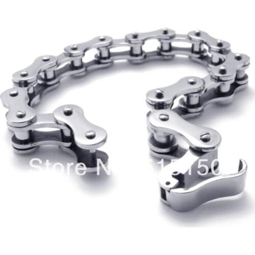 Fashion Jewelry Great Design Motorcycle Bike Chain Bangle Stainless Steel Strong Men bracelet 8.86"*12mm, Good Gift For Husband