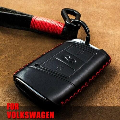 Genuine Leather Car Key Remote Cover Case For Volkswagen VW Tiguan MK2 Magotan Passat B8 CC 2017 2018 For Skoda Superb A7