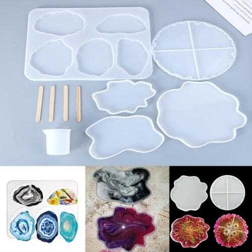 NOT AS LONG diy Epoxy Mould 5 Irregular Shape Coaster Mould Silicone Tool Set Handmade Household Goods Mirror Resin Mould