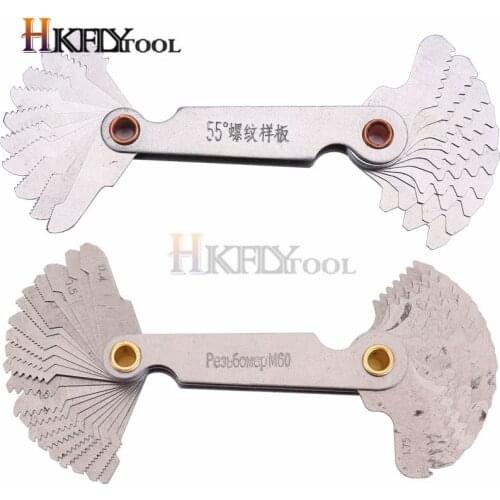 Imperial Stainless Steel Thread Gauge 20pcs/set 55 Degree Screw Pitch Gauge with 4-48 Blades Range for Industrial Measurement