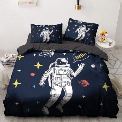 Luxury 3D Space Bedding Set Duvet Cover Set Comforter Twin King Queen Double Single Size Unicorn Cartoon Design Bedclothes