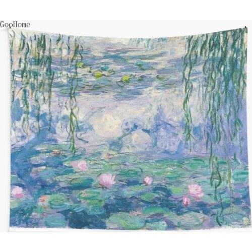 Water Lilies Claude Monet Fine Art Wall Tapestry Cover Beach Towel Throw Blanket Picnic Yoga Mat Home Decoration
