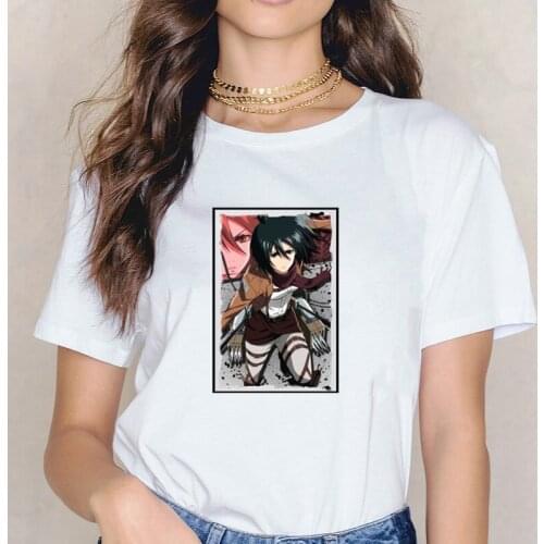 Hot Sale Manga Attack on Titan Womens T Shirt Funny Eren Jaeger Eyes Graphic Printed Tops Cotton Summer Japan Anime Tee
