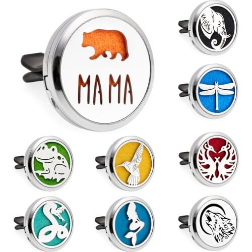 Frog Mermaid Snake Elephant Essential Oil Perfume Car Diffuser 30mm Magnetic Open Locket 10pcs Pads Free