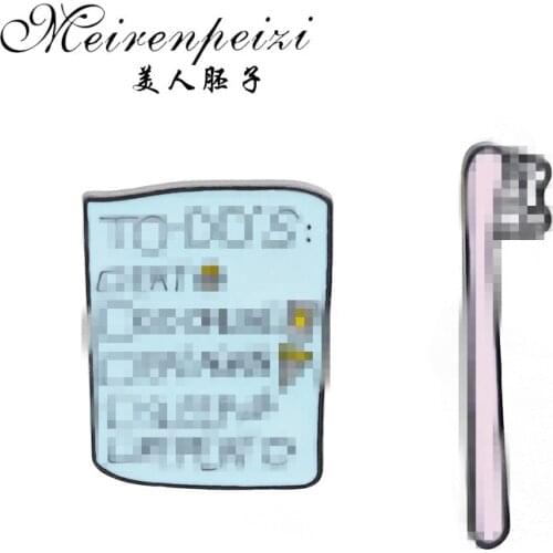 Meirenpeizi Fashion toothbrush Brooch Enamel Toiletries Pins for Women Kids Jackets Lapel Pin Badge Metal Jewelry