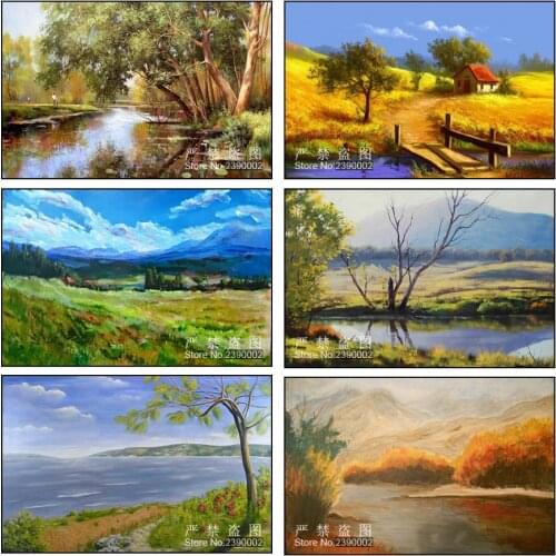 Full DIY Diamond Painting Landscape Cross Stitch Rhinestones Diamond Painting Sets Diamond Mosaics Embroidery Decorative Flower