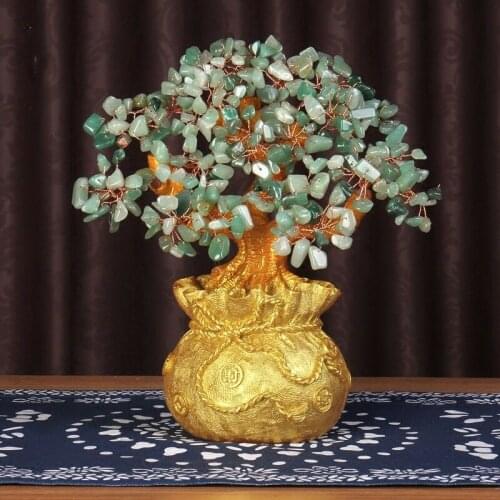 Natural green aventurine crystal gem tree reiki