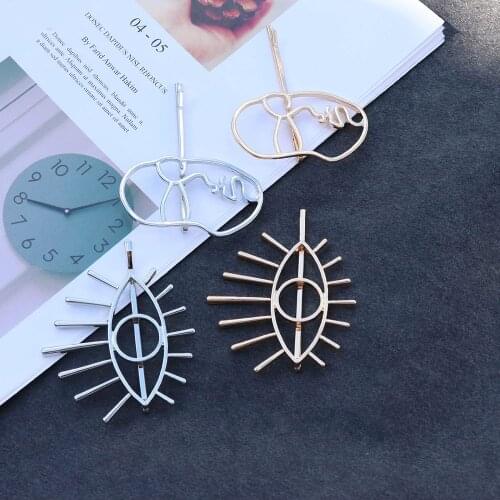New Chic Alloy Gold Silver Big Eye Face Statement Bobby Pin Hair Pin For Women Girls Hair Clip Hair Accessories