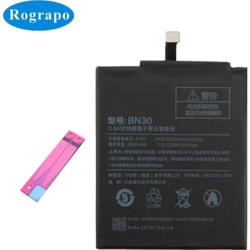 Original 3030mAh Xiao Mi BN30 Mobile Phone Replacement Battery Bateria For Xiaomi Redmi 4A Redrice Hongmi 4A BN 30 Batteries