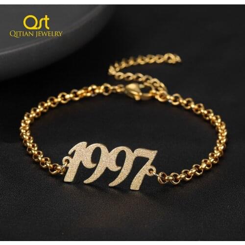 Personalized Year date Bracelet Charms Bracelet Handmade frosted and gilded Jewelry Signature Love Bangles & Bracelet Gift Women