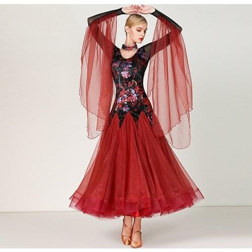 4 Colors Green Standard WomenS Dances Dresses For Ballroom Dancing Waltz Ballroom Standard Dress Waltz Flamenco Dress DWY2967