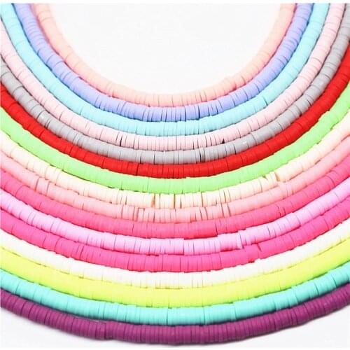 4 6mm Flat Round Polymer Clay Beads Chip Disk Resin Loose Spacer Handmade Beads for DIY Jewelry Making Bracelets 350pcs/lot