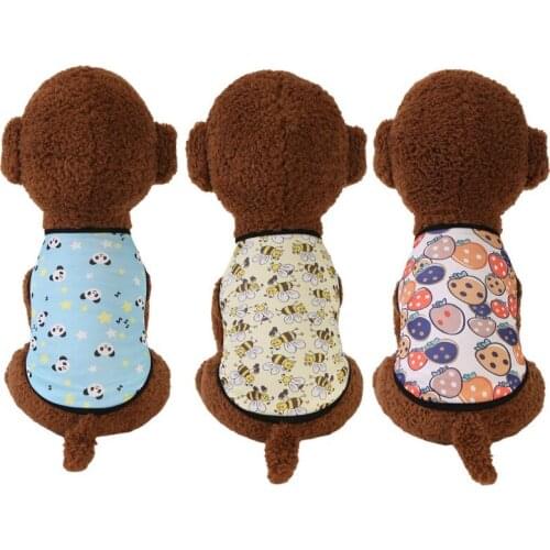 3 Patterns Printed Dog Cat Shirt Summer Small Dog Clothes Thin T-shirt Puppy Vest Yorkshire Breathable Cute Pets Clothing L